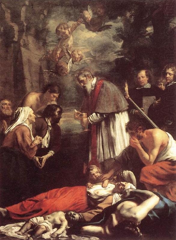 St Macarius of Ghent Giving Aid to the Plague Victims sh, OOST, Jacob van, the Younger